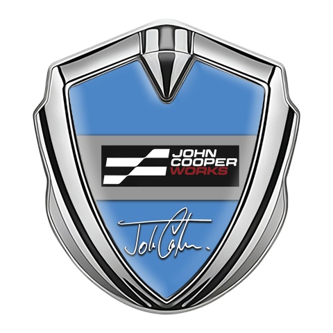 Mini Cooper Emblem Aufkleber Autozubehor Silbertonfarbe Mit Blau Basis und John Cooper Works Logo