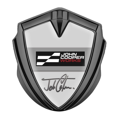 Mini Cooper Aufkleber Emblem Graphit Tonfarbe Mit Grau Basis und John Cooper Works Logo