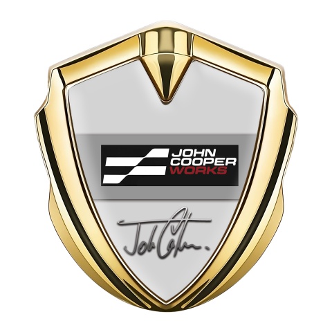 Mini Cooper Aufkleber Emblem Goldtonfarbe Mit Grau Basis und John Cooper Works Logo