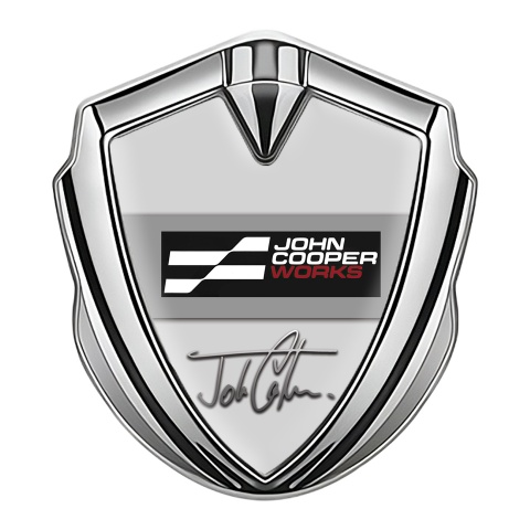 Mini Cooper Aufkleber Emblem Silbertonfarbe Mit Grau Basis und John Cooper Works Logo