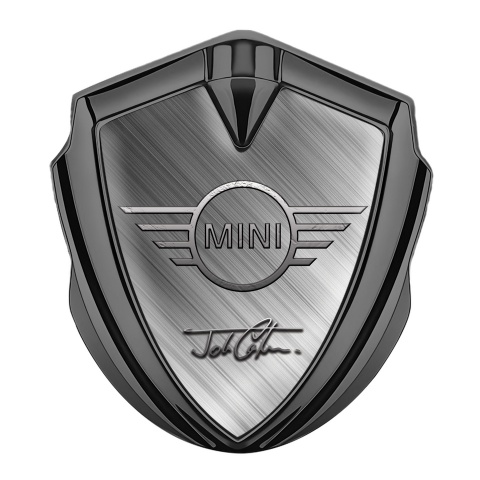 Mini Cooper Emblem Aufkleber Autozubehor Graphit Tonfarbe mit Mattiertes Metall Hintergrund und Klassisch Logo