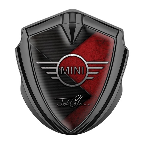 Mini Cooper Emblem Logo Schriftzug Aufkleber Graphit Tonfarbe mit Schwarz Rot Vorlage