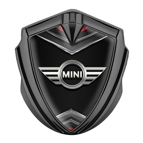 Mini Cooper Emblem Abzeichen Graphit Tonfarbe mit 3D basis Stil und Grau Logo