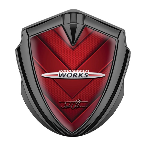 Mini Cooper Emblem Logo Schriftzug Aufkleber Graphit Tonfarbe V formig Hintergrund und Works Logo design