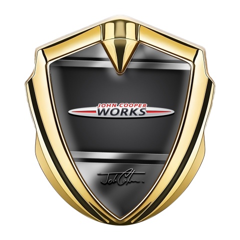 Mini Cooper Seitenflugel Emblem Aufkleber Goldtonfarbe mit Horizontale Platten Design