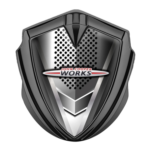 Mini Cooper Abzeichen selbstklebend Graphit Tonfarbe Mit Reibe Effekt Design John Cooper Logo