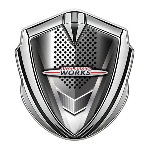 Mini Cooper Abzeichen selbstklebend Silbertonfarbe Mit Reibe Effekt Design John Cooper Logo