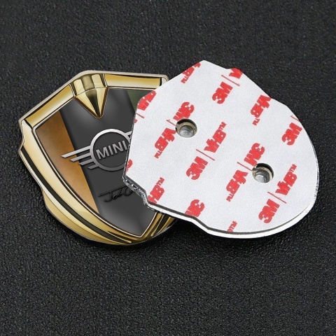Mini Cooper Emblem Abzeichen Goldtonfarbe mit John Cooper Unterschrift Design