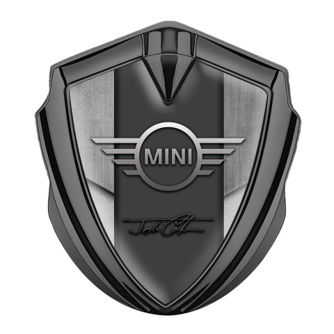 Mini Cooper Selbstklebendes Metallaufkleber Emblem Graphit Tonfarbe Grunge Platten Design