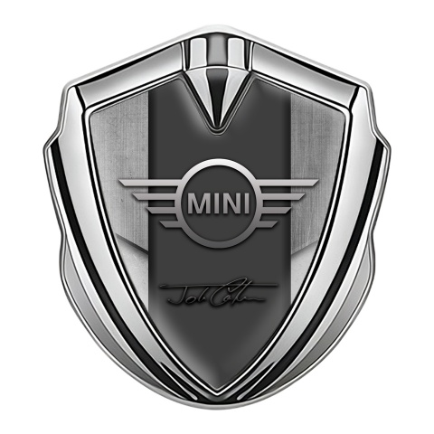 Mini Cooper Selbstklebendes Metallaufkleber Emblem Silbertonfarbe Grunge Platten Design