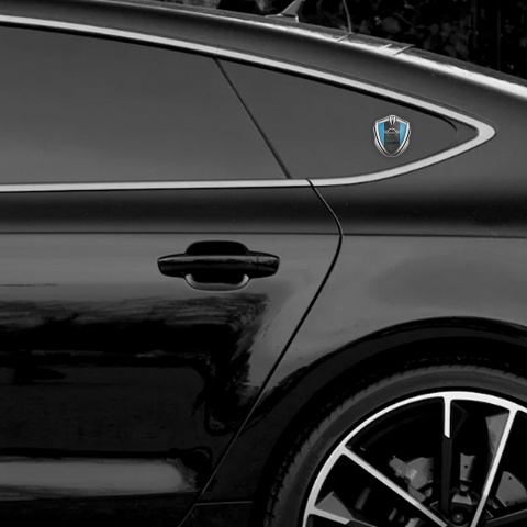 Mini Cooper Seitenflugel Emblem Aufkleber Silbertonfarbe Blau Basis und John Cooper Unterschrift