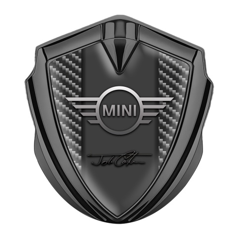 Mini Cooper Emblem Aufkleber Autozubehor Graphit Tonfarbe mit Dunkel Kohlenstoff und John Cooper Unterschrift