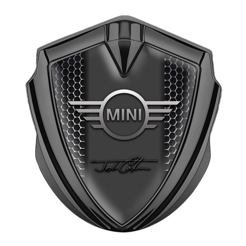 Mini Cooper Selbstklebendes Metallaufkleber Emblem Graphit Tonfarbe Perforierter Stahl Auflage