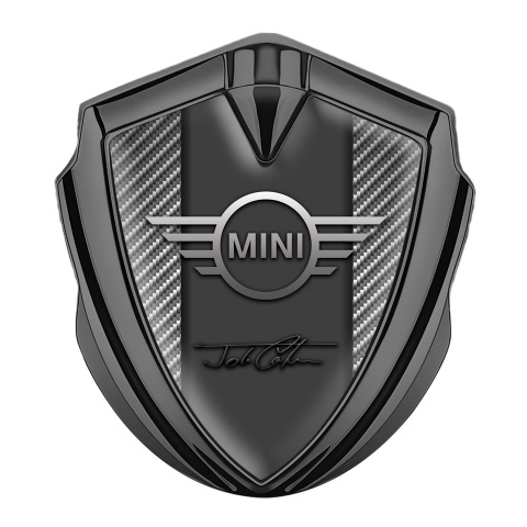 Mini Cooper Emblem Logo Schriftzug Aufkleber Graphit Tonfarbe mit Leichter Kohlenstoff Vorlage