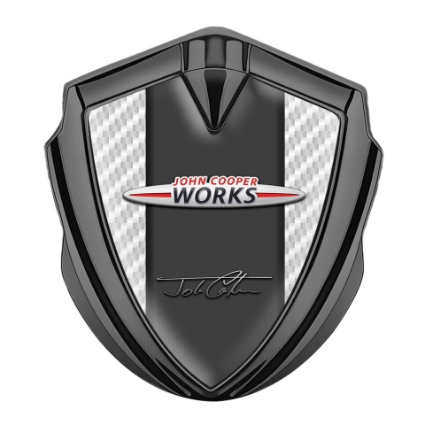 Mini Cooper Emblem Aufkleber Autozubehor  Graphit Tonfarbe mit Weiss carbon John Cooper Auflage