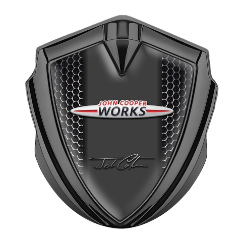 Mini Cooper Emblem Auto Zeichen Graphit Tonfarbe mit Perforierter Stahl John Cooper Design