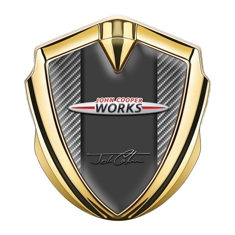 Mini Cooper Trunk Emblem Badge Gold Light Carbon John Cooper Works
