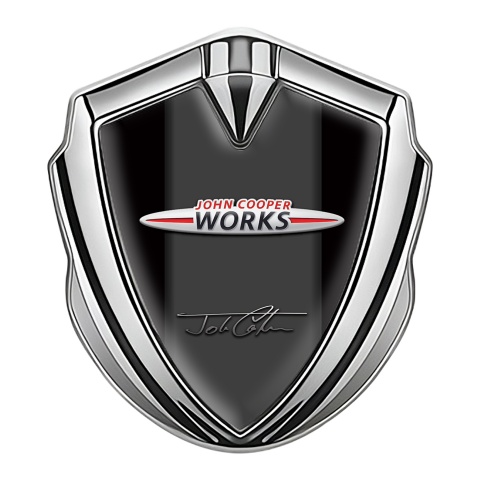 Mini Cooper Trunk Emblem Badge Silver Black Base John Cooper Works