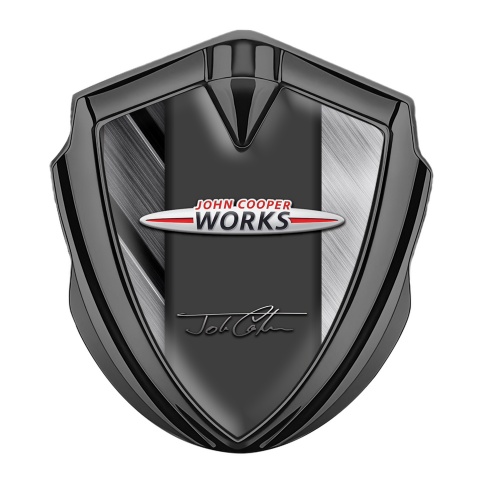 Mini Cooper 3D Car Metal Emblem Graphite Greyscale Slabs John Cooper Works