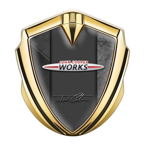 Mini Cooper Trunk Metal Emblem Badge Gold Monochrome John Cooper Works
