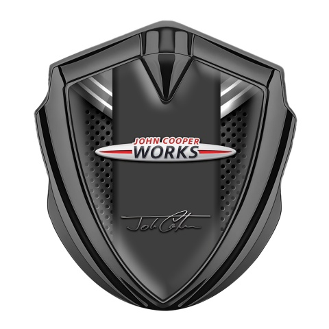 Mini Cooper Bodyside Emblem Graphite Dots Mono Shield John Cooper Works