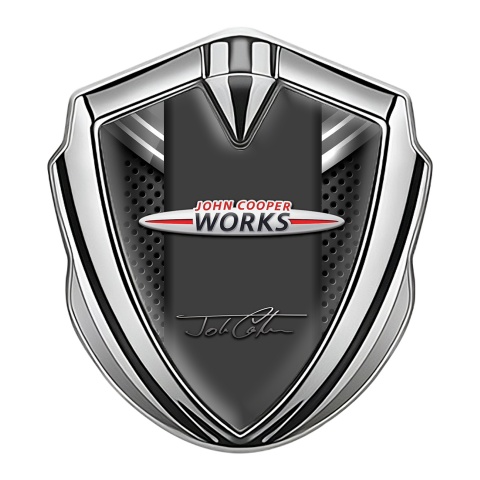 Mini Cooper Bodyside Emblem Silver Dots Mono Shield John Cooper Works
