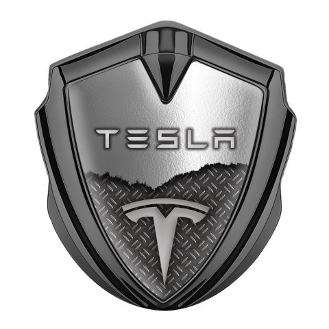 Tesla Selbstklebendes Metallaufkleber Emblem Graphit Tonfarbe Doppelte Textur Auflage