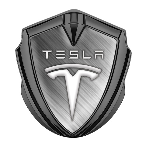 Tesla Emblem Logo Schriftzug Aufkleber Graphit Tonfarbe Matt Aluminium Auflage