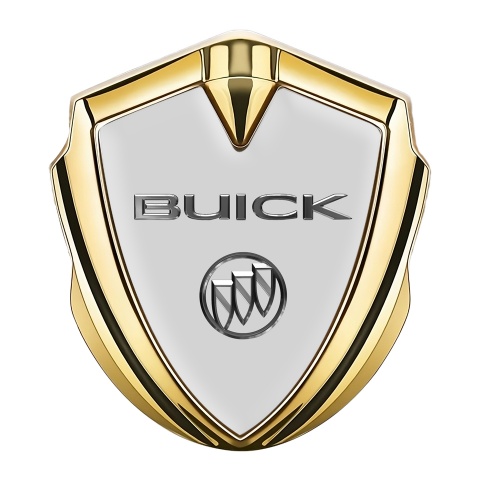 Buick Abzeichen selbstklebend Goldtonfarbe Grau Basis mit Chrom Logo stil