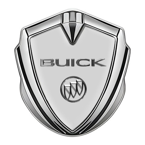 Buick Abzeichen selbstklebend Silbertonfarbe Grau Basis mit Chrom Logo stil