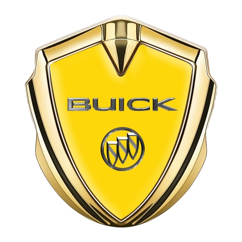 Buick Emblem Abzeichen selbstklebend Goldtonfarbe Gelb Basis Chrom Logo Stil