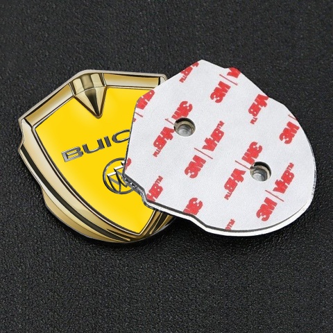 Buick Emblem Abzeichen selbstklebend Goldtonfarbe Gelb Basis Chrom Logo Stil