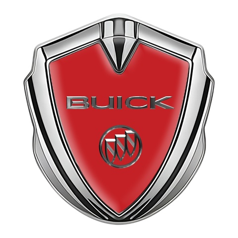 Buick Emblem Auto Zeichen Silbertonfarbe Rote Basis mit Chrom Logo