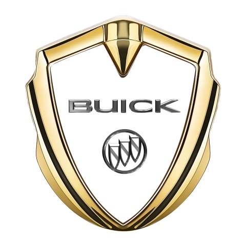 Buick Emblem Aufkleber Autozubehor Goldtonfarbe Weiss Basis mit Chrom Logo