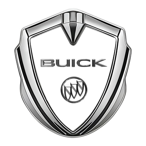 Buick Emblem Aufkleber Autozubehor Silbertonfarbe Weiss Basis mit Chrom Logo