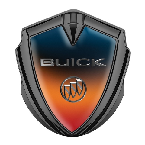 Buick Selbstklebendes Metallaufkleber Emblem Graphit Tonfarbe Orange Blau Basis mit Chrom Logo