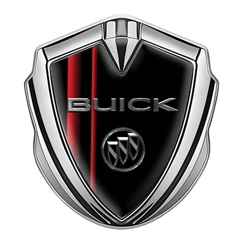 Buick Abzeichen selbstklebend Silbertonfarbe Schwarz basis mit Rote Linien design