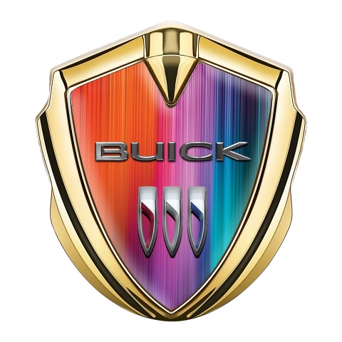 Buick Emblem Logo Schriftzug Aufkleber Goldtonfarbe Mehrfarbig Basis mit Schild Logo
