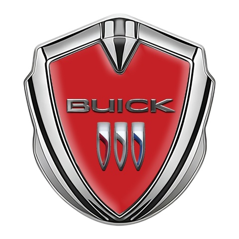 Buick Emblem Abzeichen selbstklebend Silbertonfarbe Rote Version
