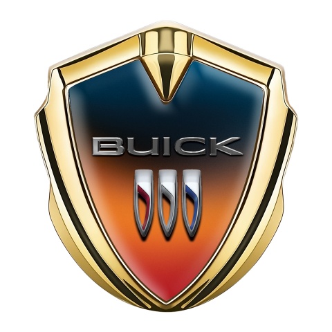 Buick Selbstklebendes Metallaufkleber Emblem Goldtonfarbe Orange Motiv Version