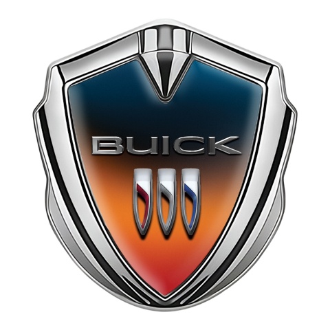 Buick Selbstklebendes Metallaufkleber Emblem Silbertonfarbe Orange Motiv Version