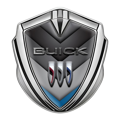 Buick Emblem Logo Schriftzug Aufkleber Silbertonfarbe Grau Blau V Form Elemente Stil