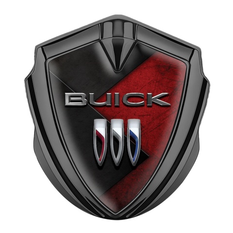 Buick Selbstklebendes Metallaufkleber Emblem Graphit Tonfarbe mit Rote Zerkratzter Stein Fundament