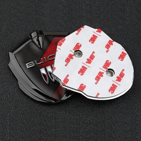 Buick Selbstklebendes Metallaufkleber Emblem Graphit Tonfarbe mit Rote Zerkratzter Stein Fundament