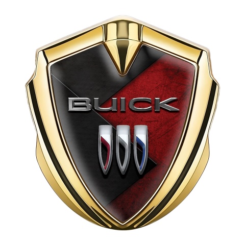 Buick Selbstklebendes Metallaufkleber Emblem Goldtonfarbe mit Rote Zerkratzter Stein Fundament
