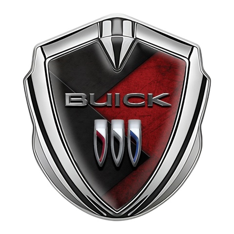 Buick Selbstklebendes Metallaufkleber Emblem Silbertonfarbe mit Rote Zerkratzter Stein Fundament