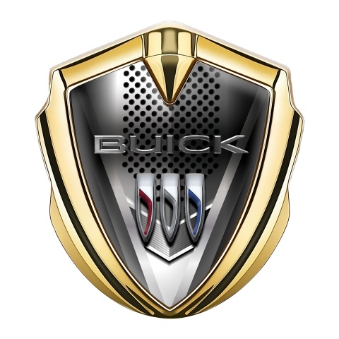 Buick Emblem Logo Schriftzug Aufkleber Goldtonfarbe mit Metallklinge Effekt