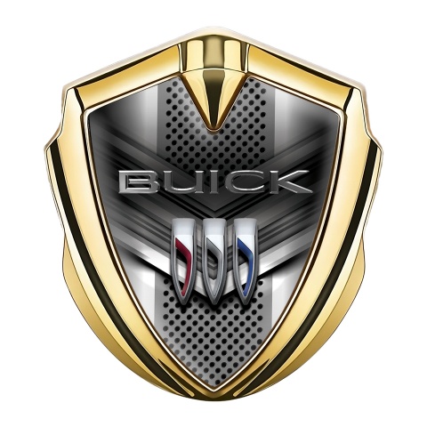 Buick Emblem Abzeichen Goldtonfarbe Metall Mesh mit V Form Ornamente Design