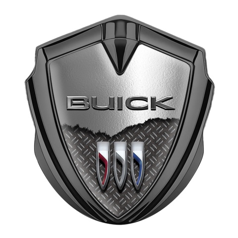 Buick Seitenflugel Emblem Aufkleber Graphit Tonfarbe zerrissenes Metall Stil