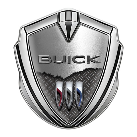 Buick Seitenflugel Emblem Aufkleber Silbertonfarbe zerrissenes Metall Stil
